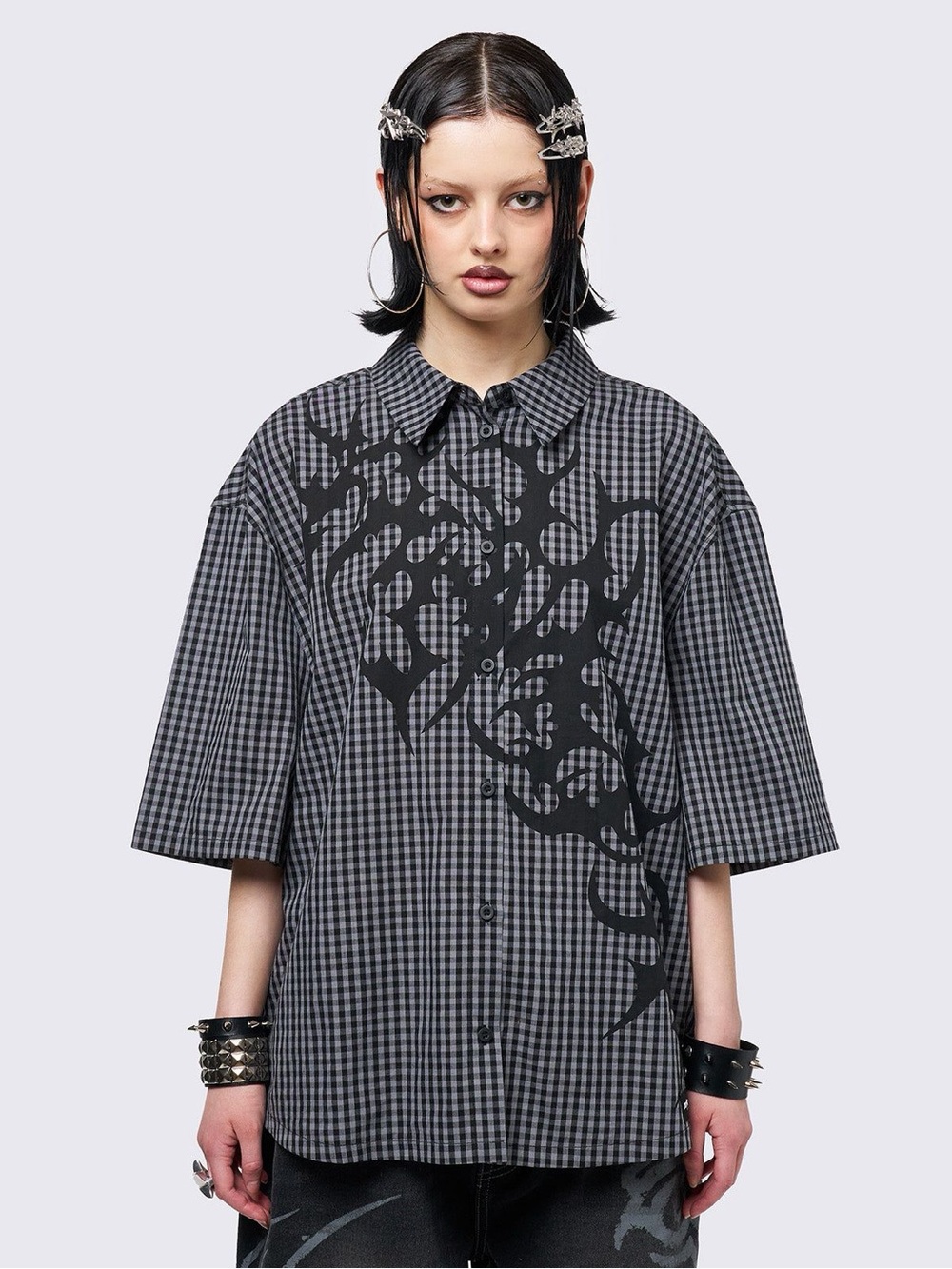 Minga London tattoo checked shirt